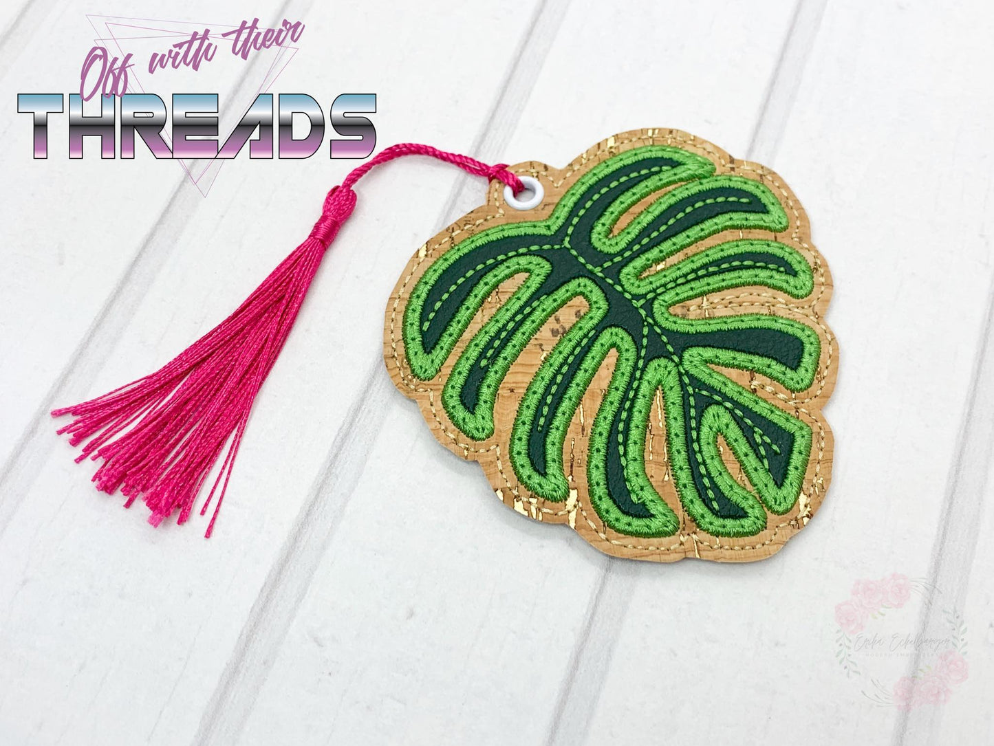 DIGITAL DOWNLOAD Applique Monstera Leaf Mouse Bookmark Ornament Gift Tag