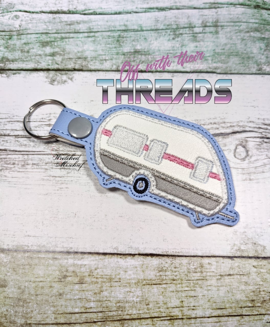 DIGITAL DOWNLOAD Applique Camper Snap Tab Key Chain