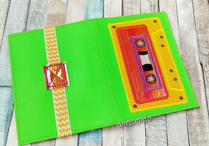 DIGITAL DOWNLOAD Applique Cassette Tape A6 Notebook Cover Holder