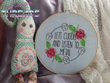 DIGITAL DOWNLOAD Let's Cuddle And Listen To Metal Cross Stitch 4 SIZES INCLUDED