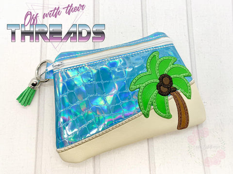 DIGITAL DOWNLOAD Applique Palm Tree Clutch Zipper Bag Lined and Unlined