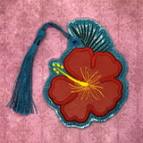 DIGITAL DOWNLOAD Applique Hibiscus Bookmark Ornament Gift Tag
