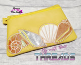 DIGITAL DOWNLOAD Applique Sea Shell Clutch Zipper Bag Lined and Unlined