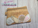 DIGITAL DOWNLOAD Applique Sea Shell Clutch Zipper Bag Lined and Unlined