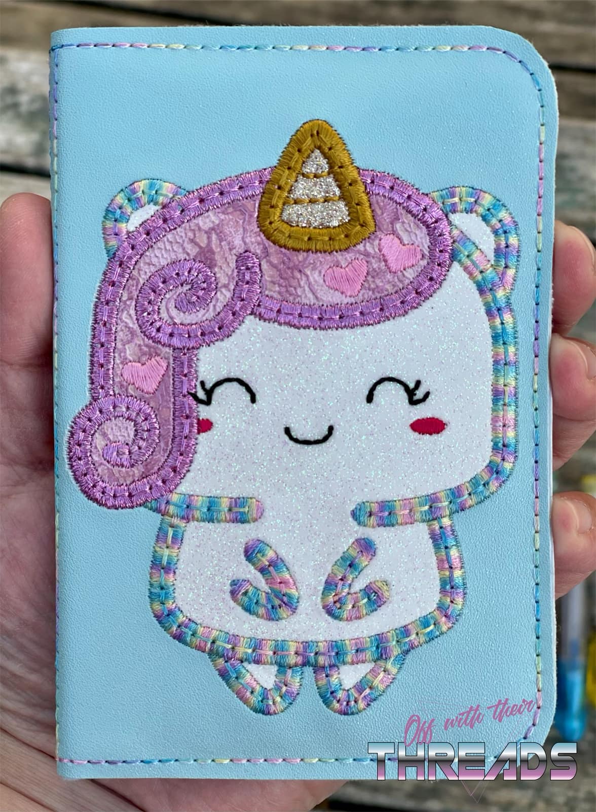 DIGITAL DOWNLOAD Applique Unicorn Mini Comp Notebook Holder Cover