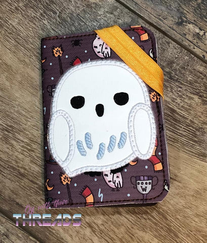 DIGITAL DOWNLOAD Applique White Owl Mini Comp Notebook Holder