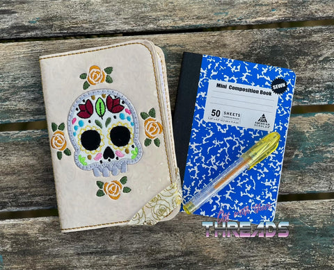 DIGITAL DOWNLOAD Applique Sugar Skull Mini Comp Notebook Holder Cover
