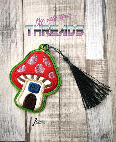 DIGITAL DOWNLOAD Applique Toadstool Mushroom House Bookmark Ornament Gift Tag
