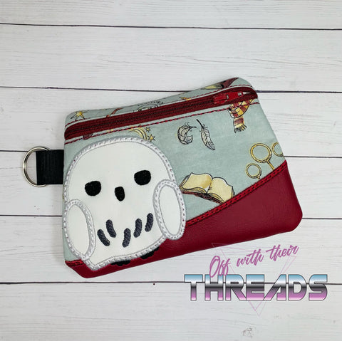 DIGITAL DOWNLOAD Applique White Owl Clutch Zipper Bag Lined and Unlined