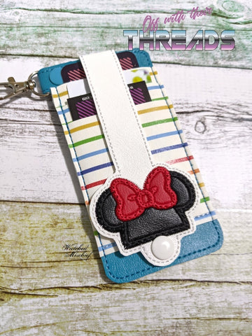 DIGITAL DOWNLOAD 5x7 Applique Mouse Girl Snap Tab Wallet Set