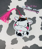 DIGITAL DOWNLOAD Doodle Cow Bookmark Gift Tag Ornament
