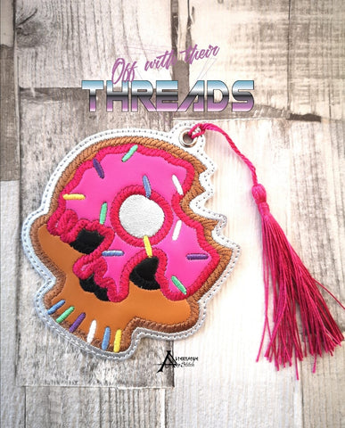 DIGITAL DOWNLOAD Applique Skull Donut Bookmark Gift Tag Ornament