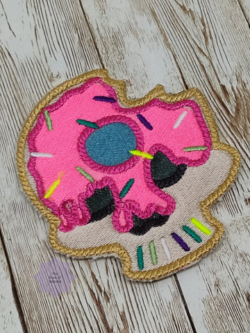 DIGITAL DOWNLOAD Donut Skull Patch 2 SIZES INCLUDED