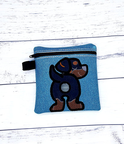DIGITAL DOWNLOAD 5x5 ITH Applique Rottweiler Bum Poo Zipper Bag Lined and Unlined Sketchy Fill