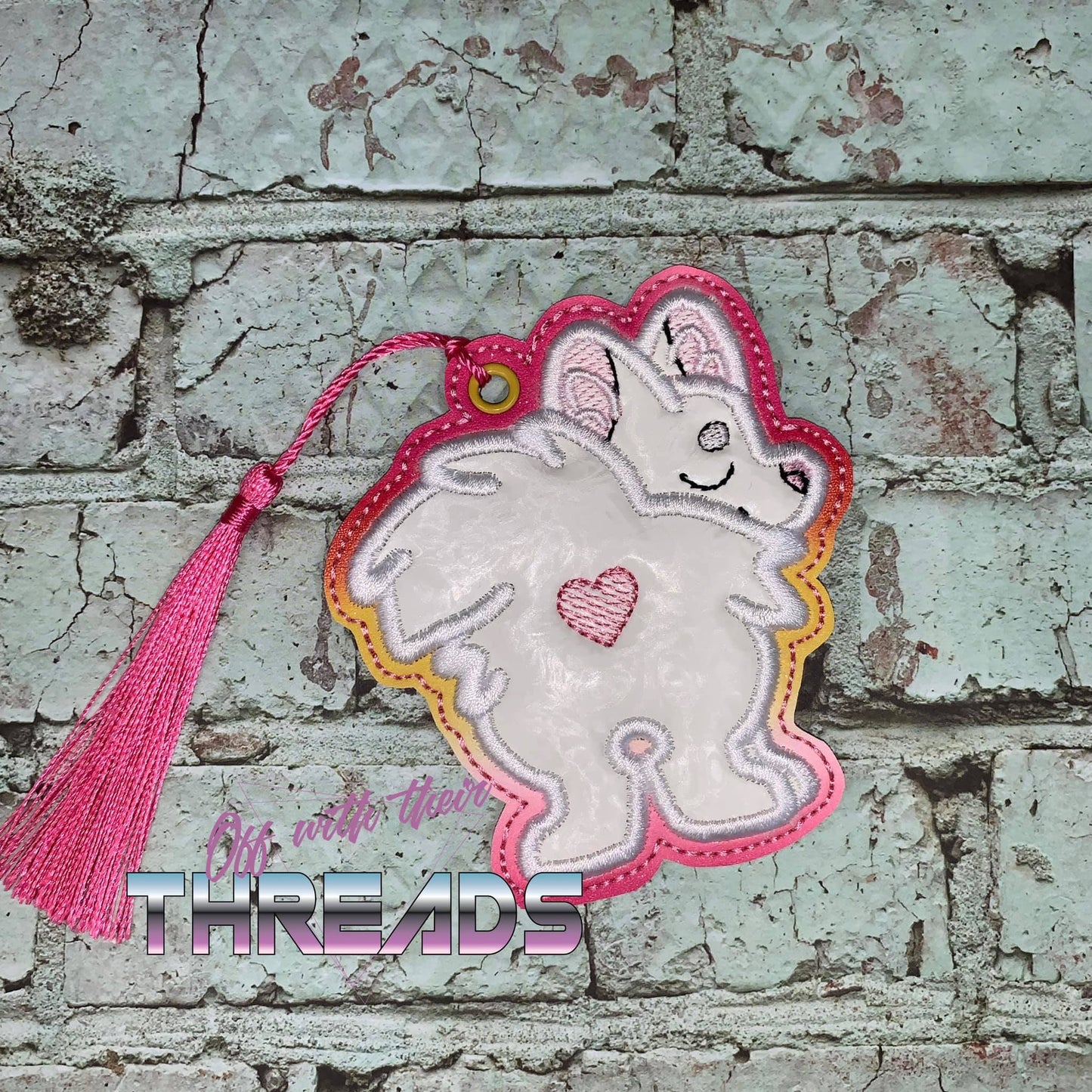 DIGITAL DOWNLOAD Applique German Spitz Bookmark Gift Tag Ornament