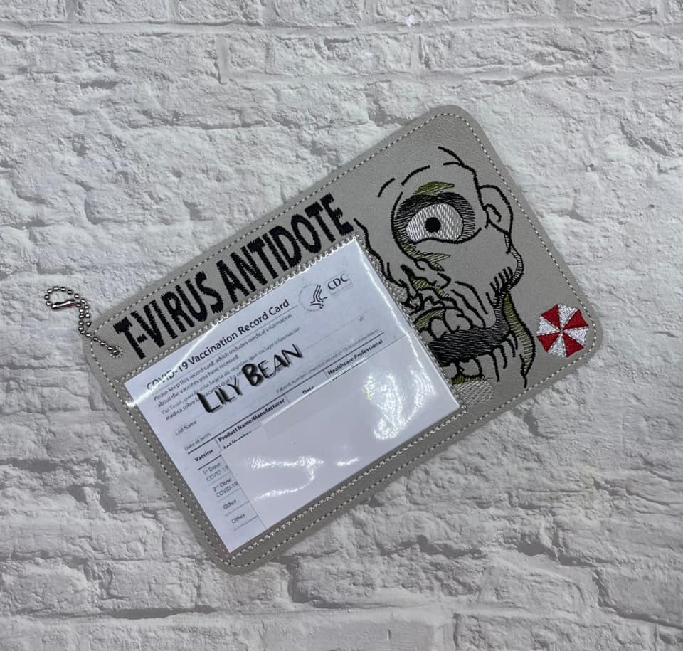 DIGITAL DOWNLOAD 5x7 T Virus Zombie Vaccination Card Holder ID Gift Card Vaccine 2 SIZES INCLUDED SKETCH AND FULL FILL OPTIONS