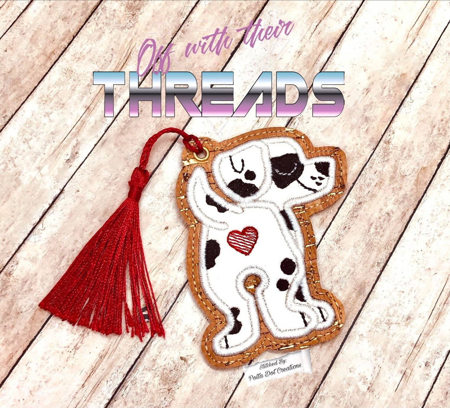 DIGITAL DOWNLOAD Applique Dalmatian Bookmark Gift Tag Ornament