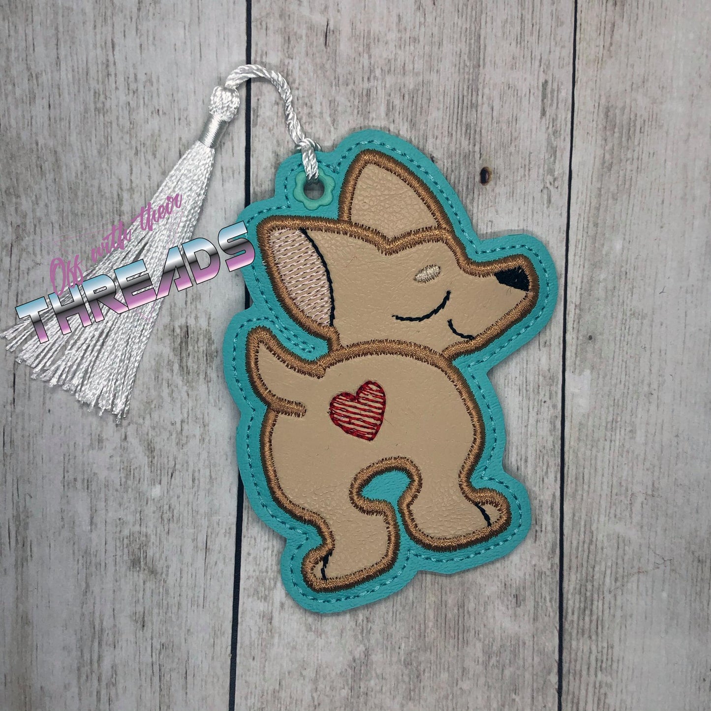 DIGITAL DOWNLOAD Applique Chihuahua Bookmark Gift Tag Ornament