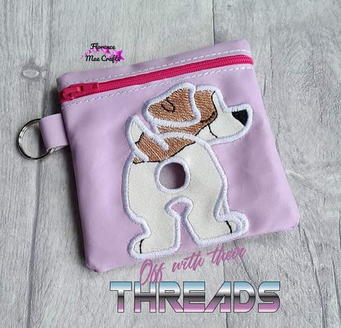 DIGITAL DOWNLOAD 5x5 ITH Applique Jack Russell Terrier Bum Poo Zipper Bag Lined and Unlined Sketchy Fill