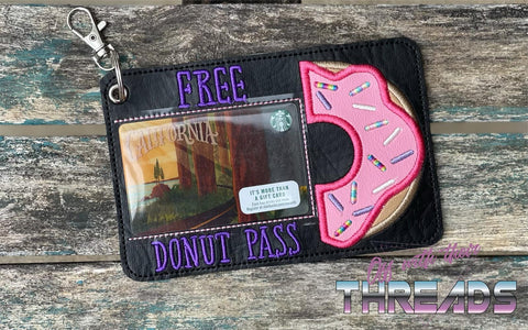 DIGITAL DOWNLOAD 5x7 Applique Free Donut Pass Vaccination Card Holder ID Gift Card Vaccine 2 SIZES INCLUDED
