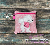 DIGITAL DOWNLOAD 5x5 ITH Applique Poodle Bum Poo Zipper Bag Lined and Unlined