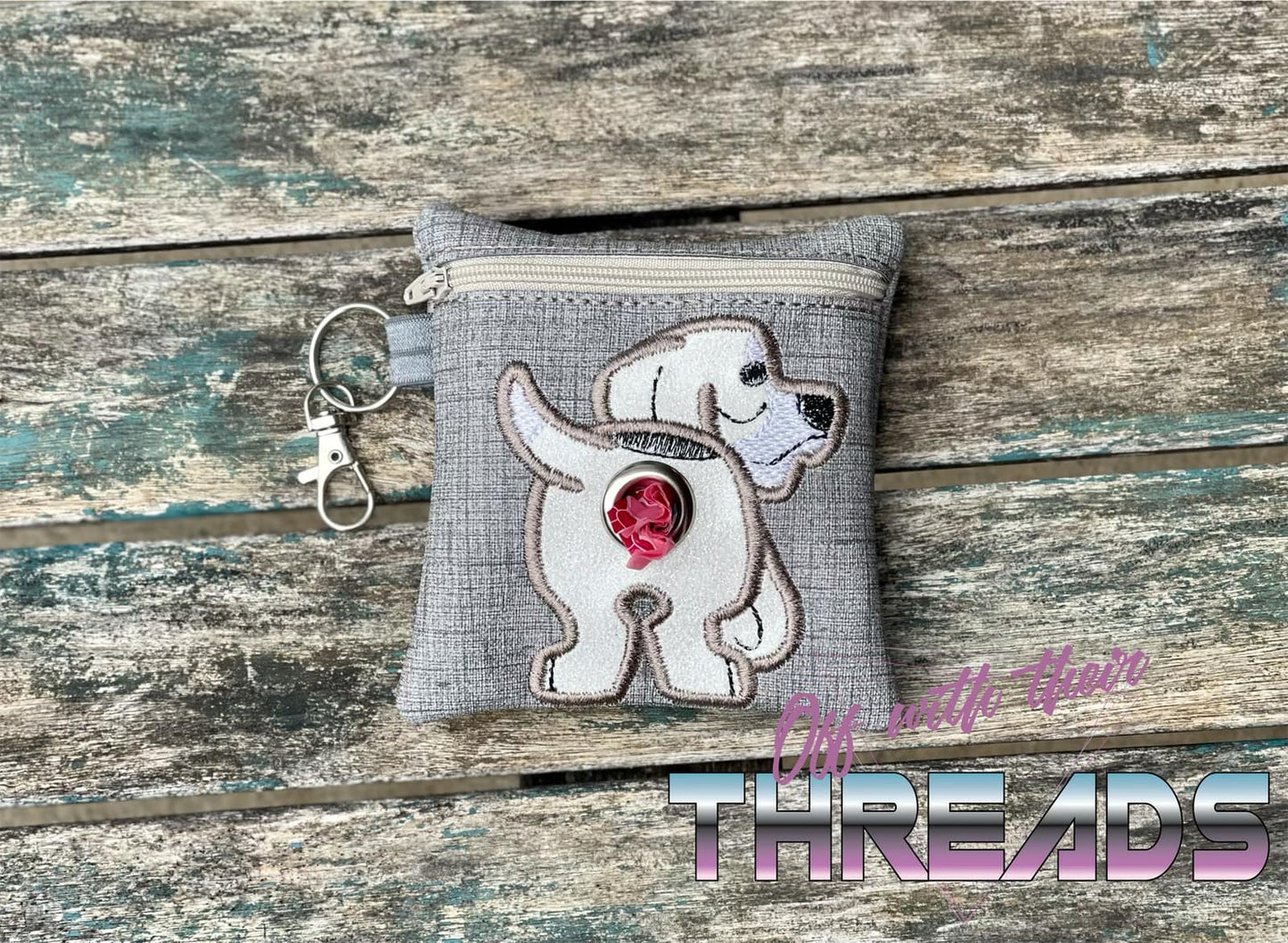 DIGITAL DOWNLOAD 5x5 ITH Applique Basset Hound Bum Poo Zipper Bag Lined and Unlined