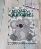 DIGITAL DOWNLOAD Applique Necessary Koalafications Koala Passport Vaccination Holder 6x8 TWO HOOPINGS