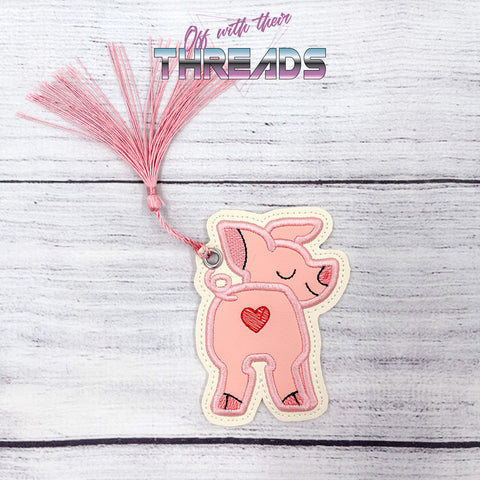 DIGITAL DOWNLOAD Applique Pig Bookmark Gift Tag Ornament