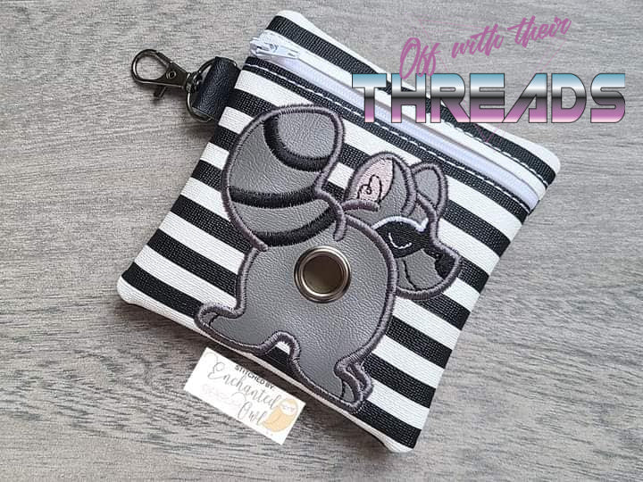 DIGITAL DOWNLOAD 5x5 ITH Applique Raccoon Zipper Bag Lined and Unlined 2021