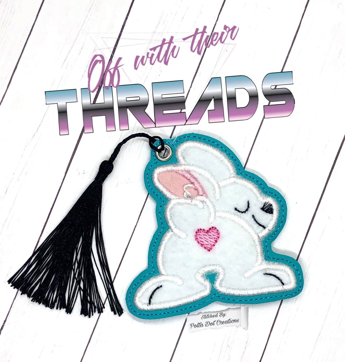 DIGITAL DOWNLOAD Applique Bunny Bookmark Gift Tag Ornament