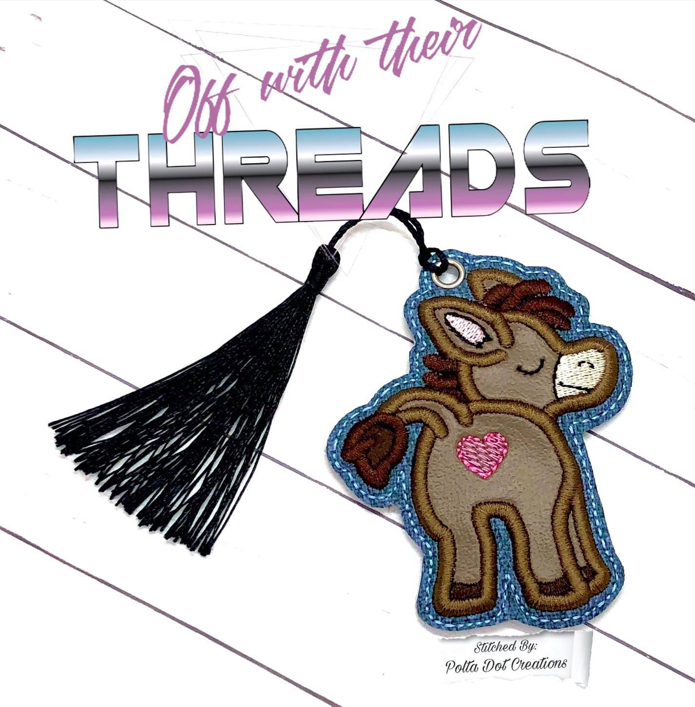 DIGITAL DOWNLOAD Applique Donkey Bookmark Gift Tag Ornament
