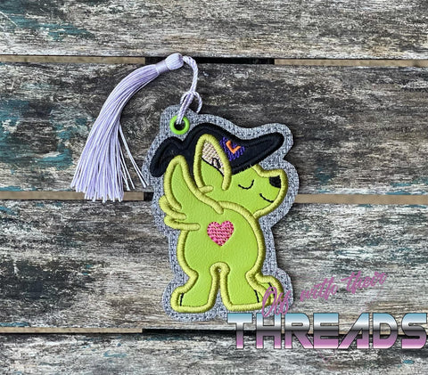DIGITAL DOWNLOAD Applique Witch Costume Dog Bookmark Gift Tag Ornament
