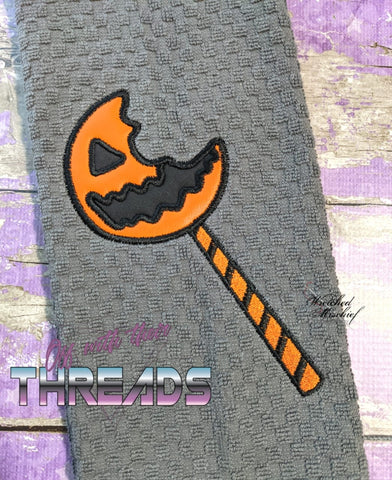 DIGITAL DOWNLOAD Halloween Pumpkin Lolly Applique 4 SIZES INCLUDED