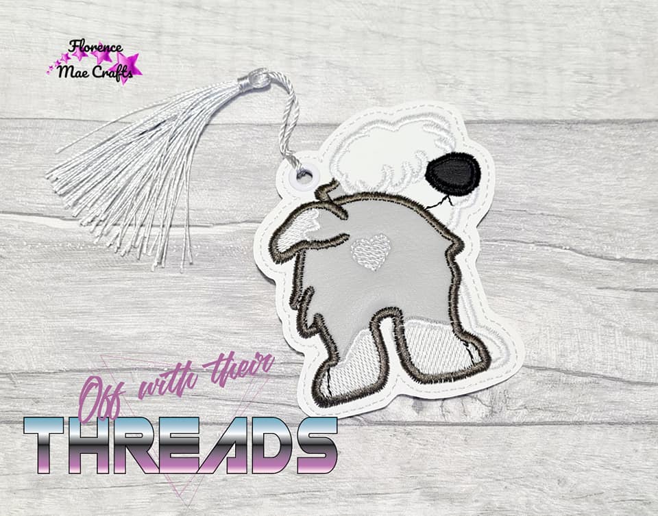 DIGITAL DOWNLOAD Applique Old English Sheep Dog Bookmark Gift Tag Ornament