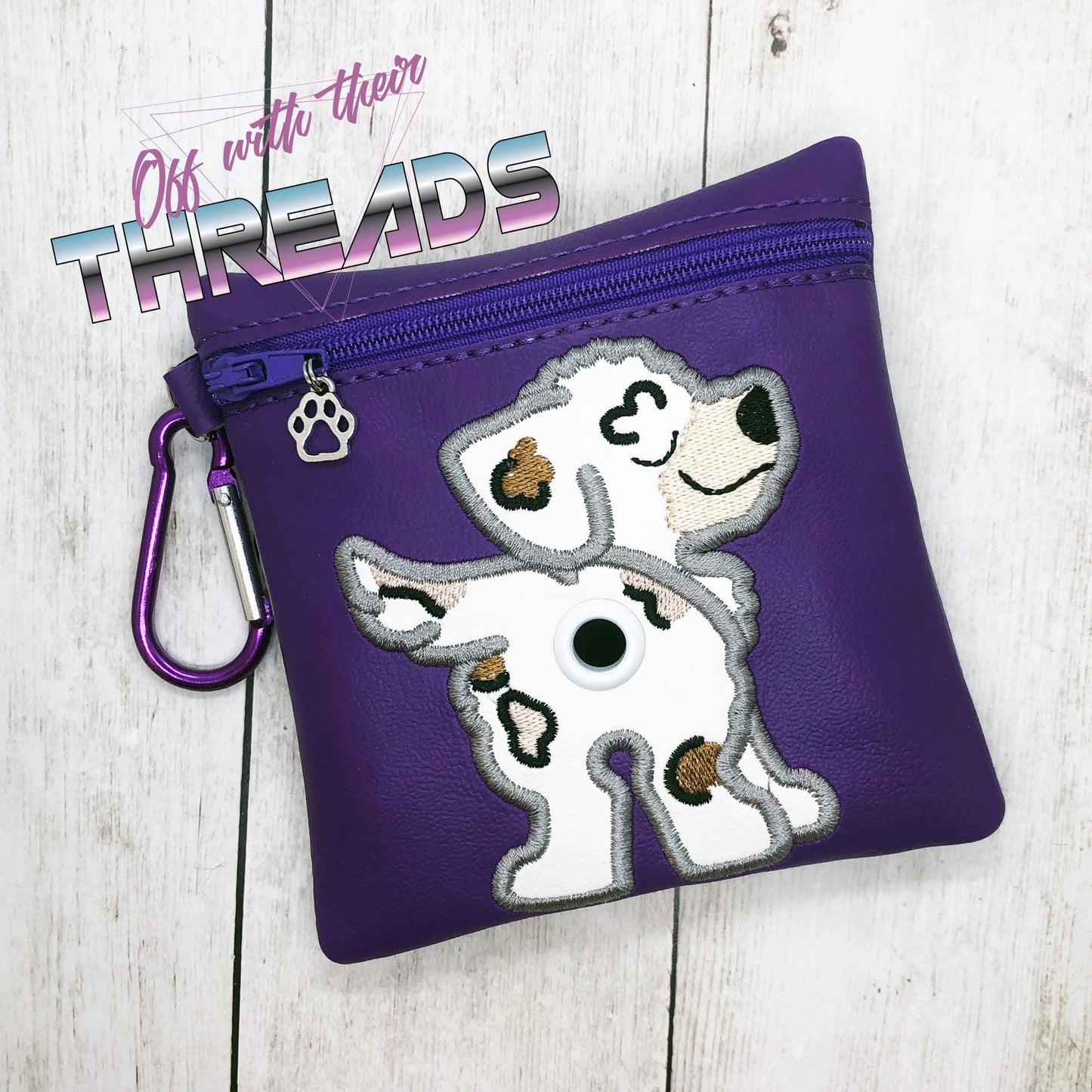 DIGITAL DOWNLOAD 5x5 Applique Aussie Doodle Poo Bag ITH Zipper Bag