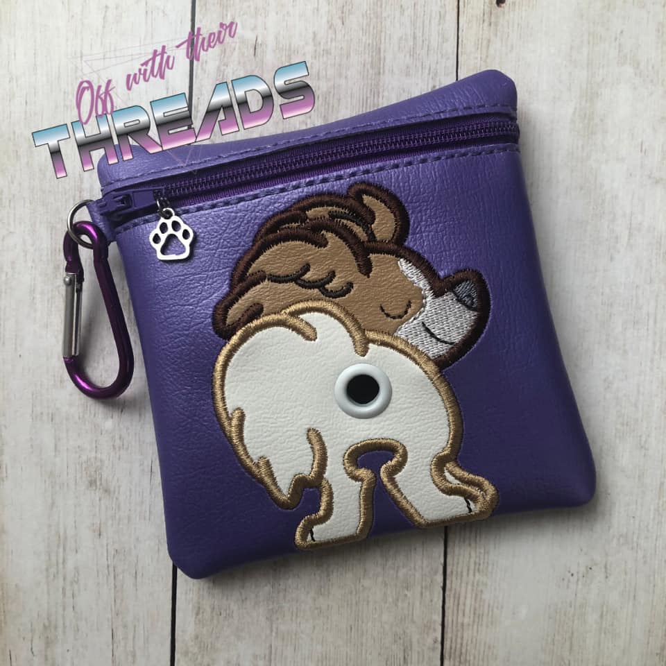 DIGITAL DOWNLOAD 5x5 ITH Applique Papillon Poo Zipper Bag Lined and Unlined