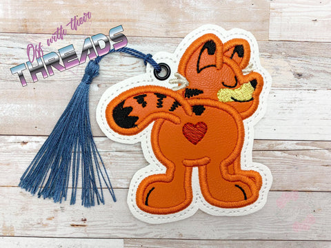 DIGITAL DOWNLOAD Applique Orange Cat Bookmark Gift Tag Ornament