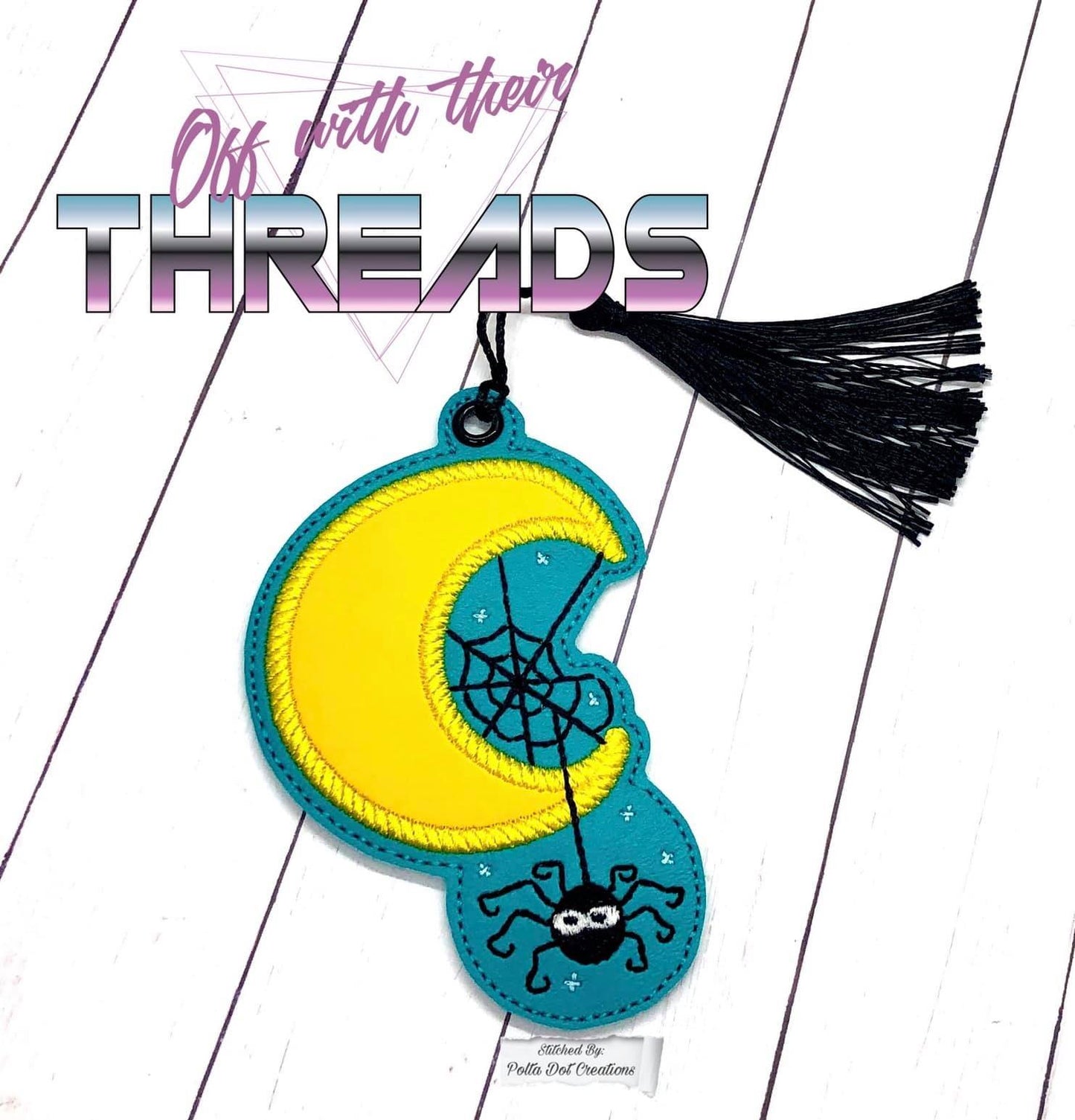 DIGITAL DOWNLOAD Applique Moon Spider Halloween Bookmark Gift Tag Ornament
