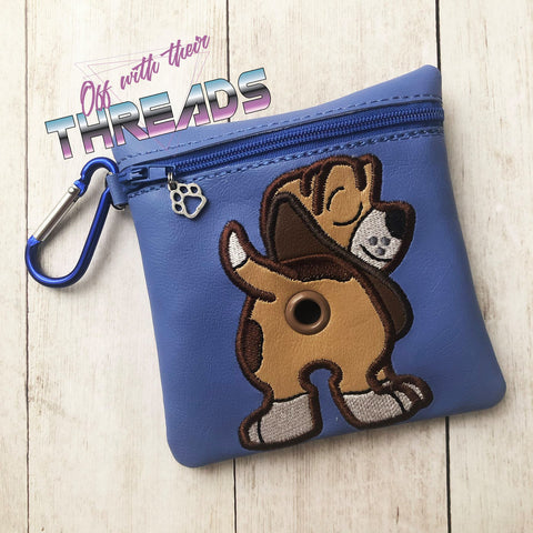 DIGITAL DOWNLOAD 5x5 ITH Applique Hound Bum Poo Zipper Bag Lined and Unlined