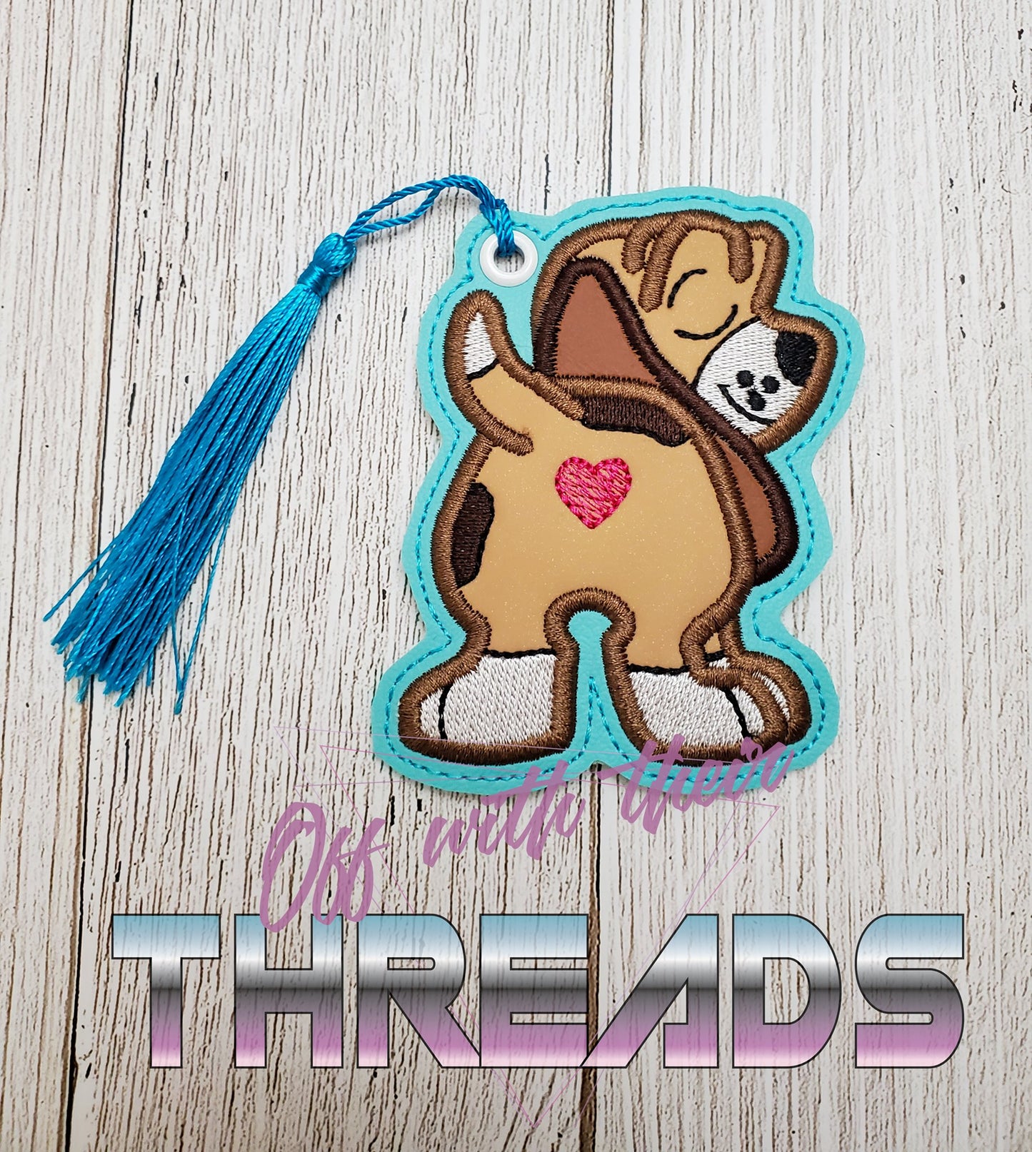 DIGITAL DOWNLOAD Applique Hound Bookmark Gift Tag Ornament