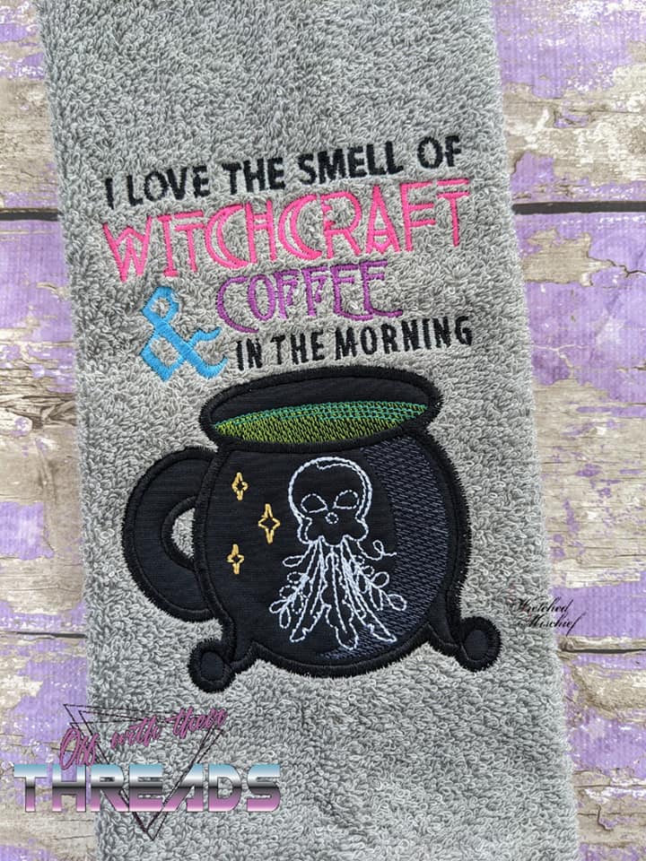 DIGITAL DOWNLOAD Applique Witchcraft And Coffee 4 SIZES INCLUDED