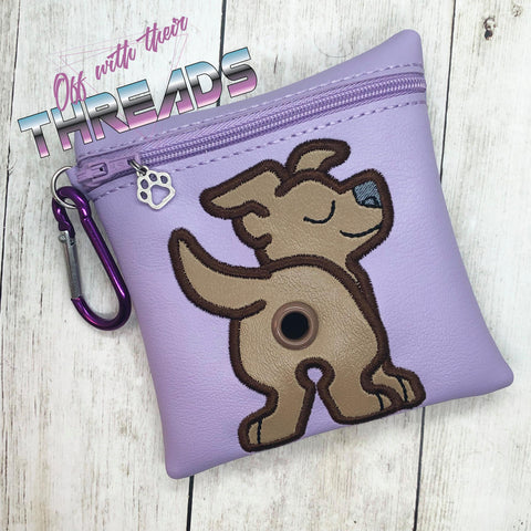 DIGITAL DOWNLOAD 5x5 ITH Applique Staffordshire Terrier Bum Poo Zipper Bag Lined and Unlined Sketchy Fill