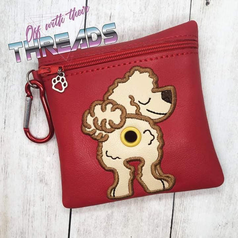 DIGITAL DOWNLOAD 5x5 ITH Applique Labradoodle Bum Poo Zipper Bag Lined and Unlined