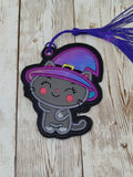 DIGITAL DOWNLOAD Applique Witch Kitty Bookmark Gift Tag Ornament