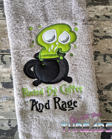 DIGITAL DOWNLOAD Coffee and Rage Applique 4 SIZES INCLUDED