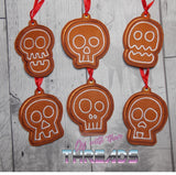 DIGITAL DOWNLOAD Gingerbread Skull Bookmark Ornament Gift Tag SET OF 6