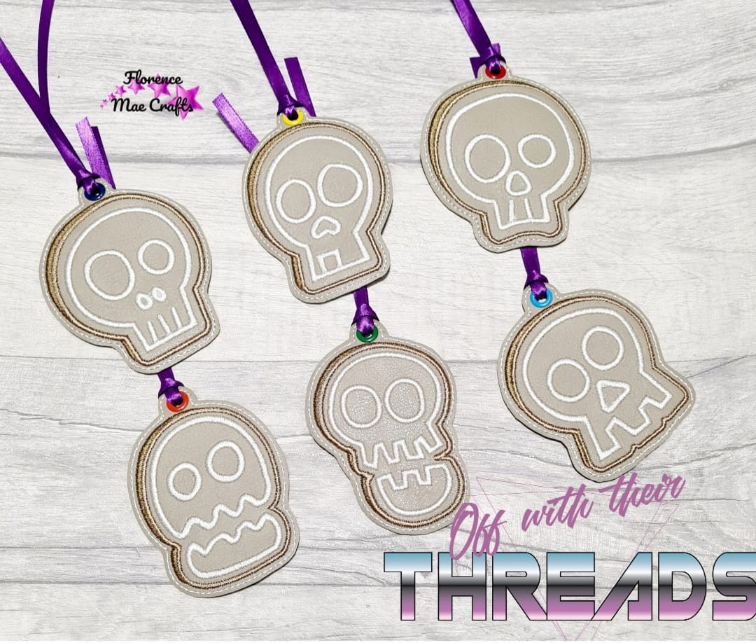 DIGITAL DOWNLOAD Gingerbread Skull Bookmark Ornament Gift Tag SET OF 6