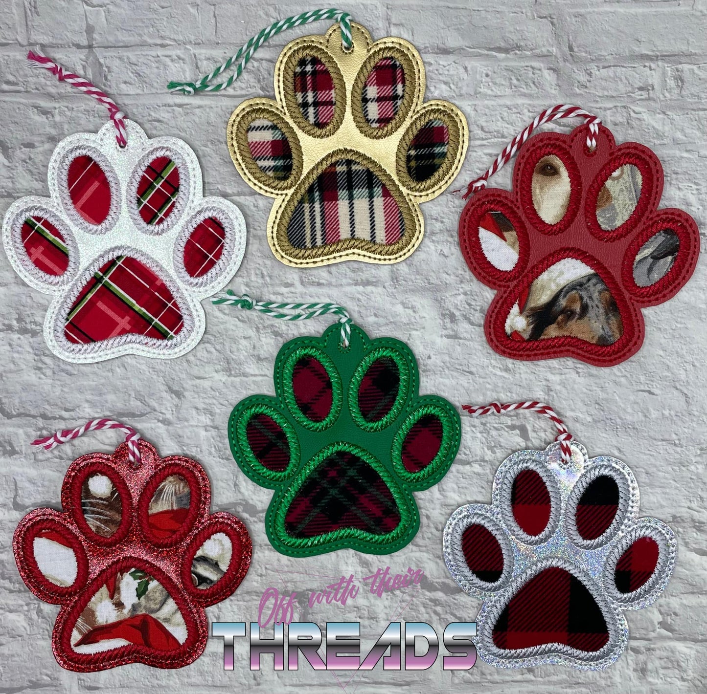DIGITAL DOWNLOAD Applique Paw Ornament Gift Tag Bookmark