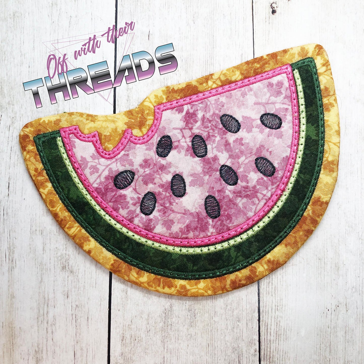 DIGITAL DOWNLOAD Applique Watermelon Shaped Quilted Mug Rug Snack Mat Set 5 SIZES INCLUDED INCLUDES BOTH TURN HOLE AND ENVELOPE FINISHES
