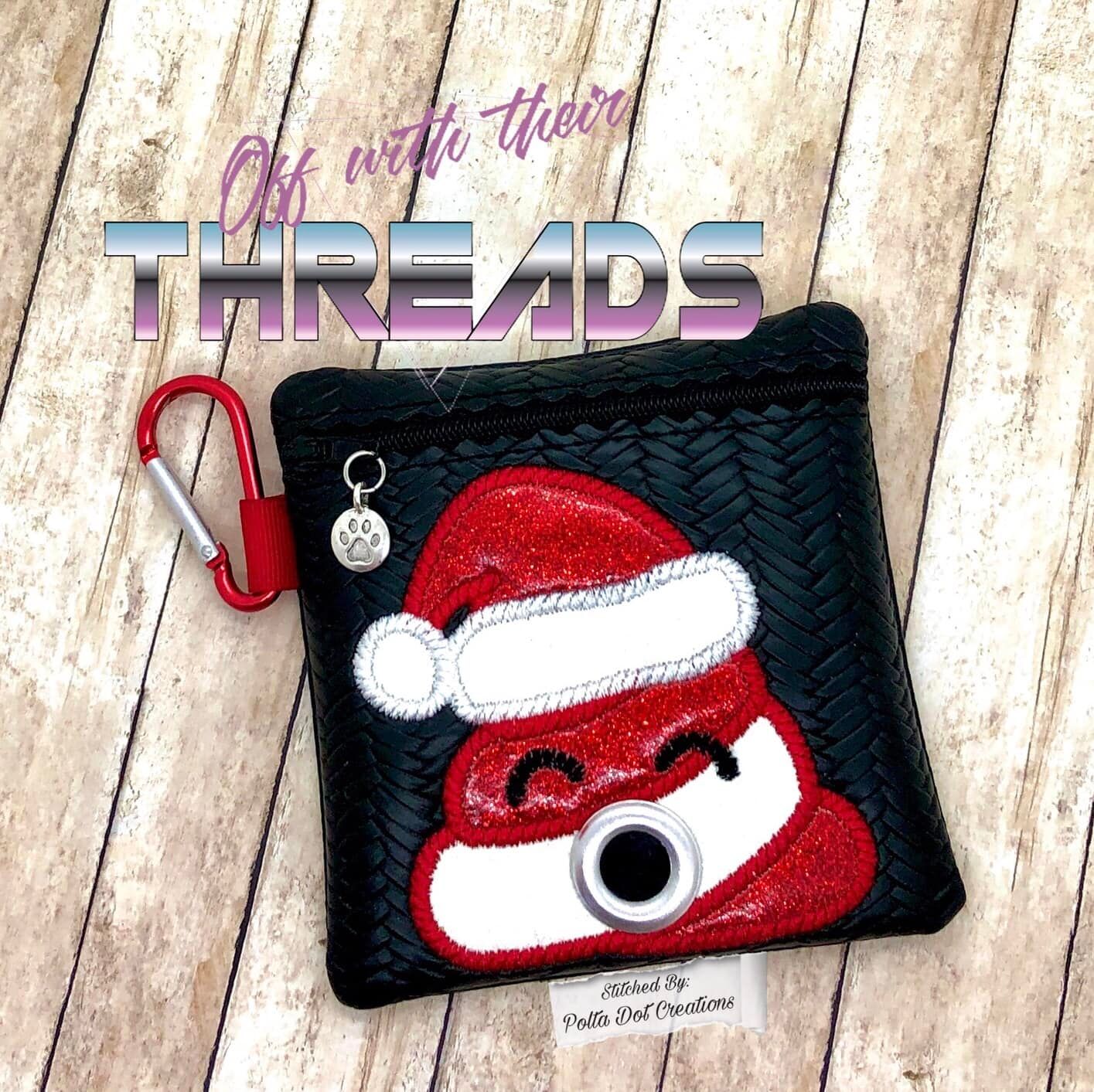 DIGITAL DOWNLOAD 5x5 Candy Cane Santa Poop Zippered Bag 2 VERSIONS INCLUDED